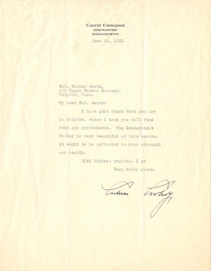 Calvin Coolidge signed Type Letter Signed
